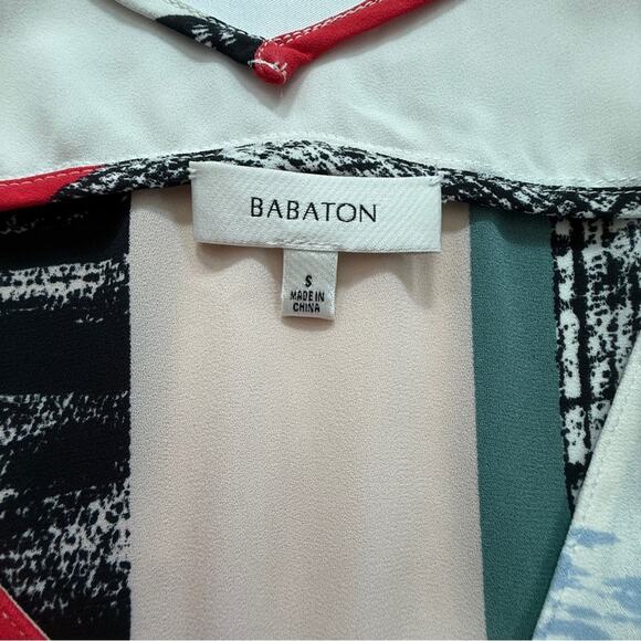 Aritzia Babaton Jessie Abstract Print Midi Dress Short Sleeve Size Small - Picture 3 of 11